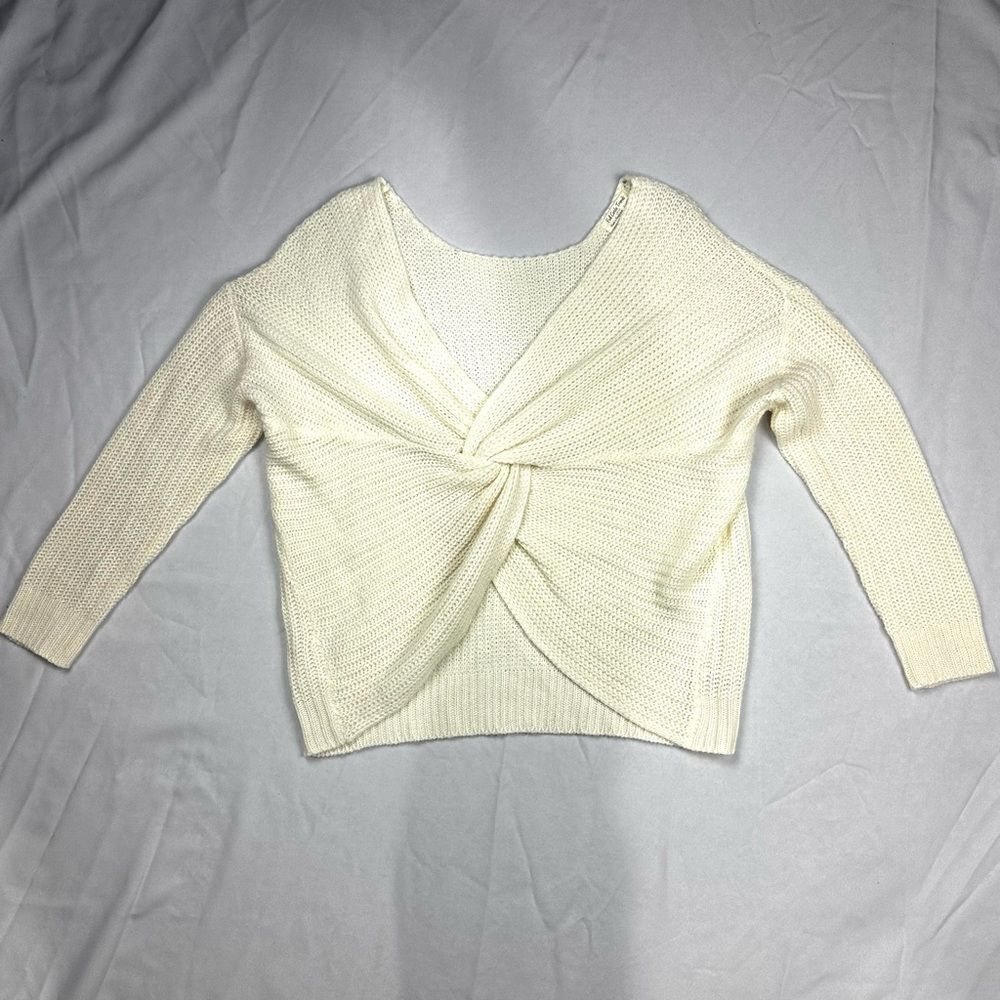 Full Circle Trends With Love Ivory Cable Knit Long Sleeve Sweater Women's Sz XL